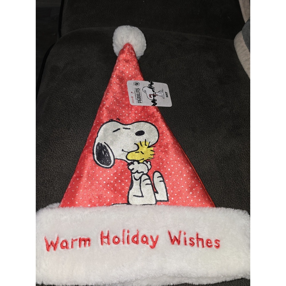 Warm Holiday Wishes Snoopy Woodstock Holiday Hat New With Tags Red White Unisex‎